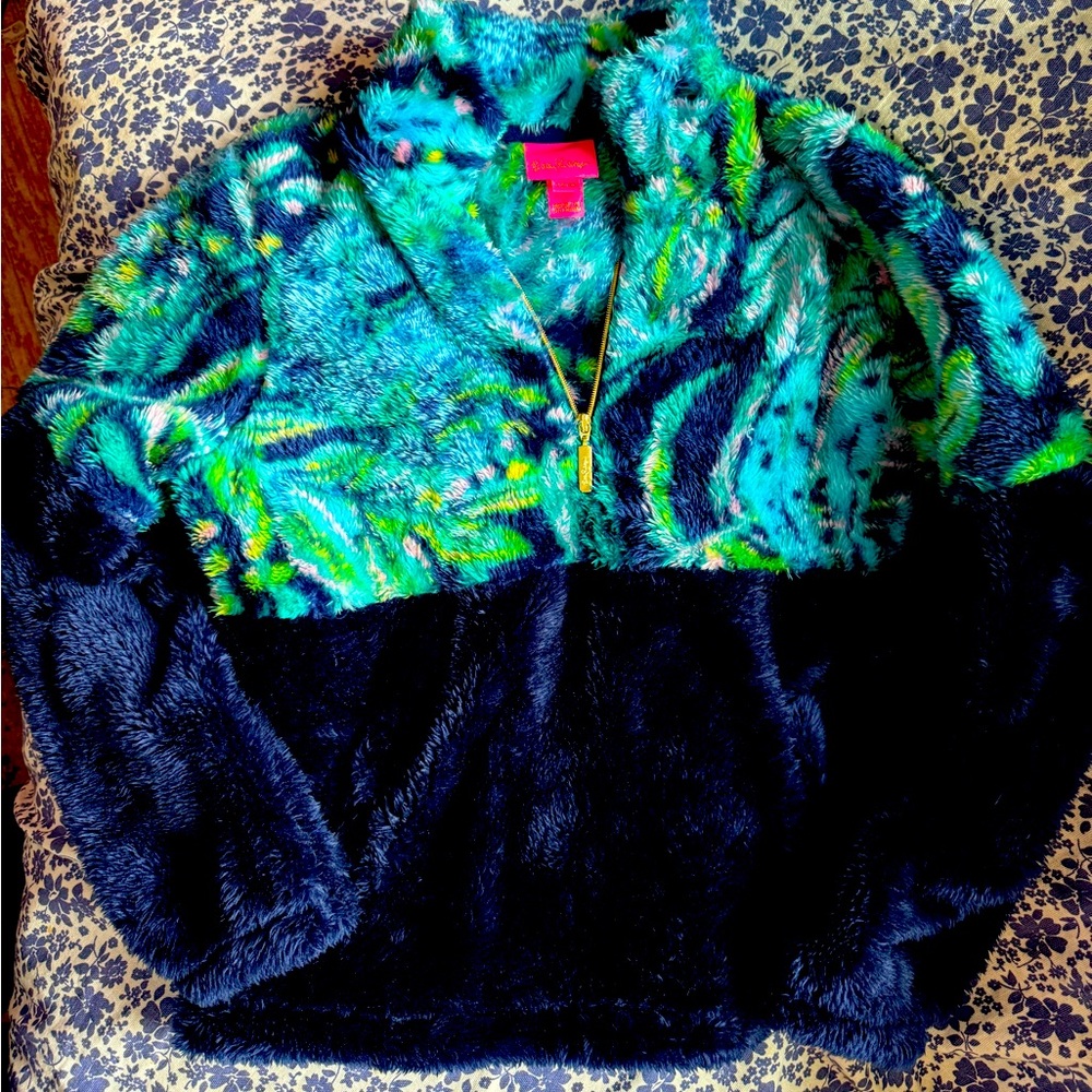 Girls size large 8-10 Lilly Pulitzer pullover fleece half zip up like new - Picture 1 of 2
